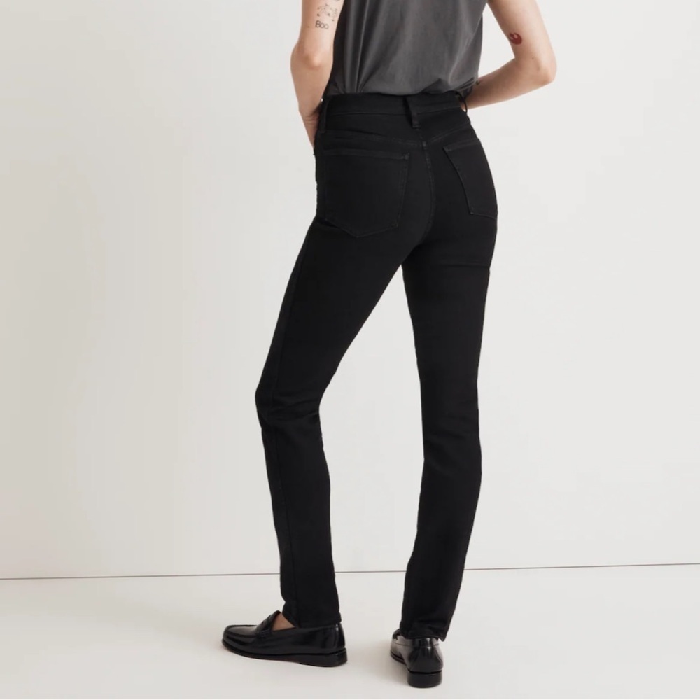 NWT Madewell  Tall Stovepipe Jean in Black Rinse Wash Size 23 T - Picture 3 of 11